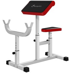 265 LBS Preacher Curl Bench for Strength Training, Adjustable Seated Arm Isolated Barbell Dumbbell Bicep Station, White