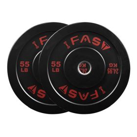 Olympic Weight Plates, Rubber Bumper Plates, 2 Inch Steel Insert 55lb Bundle Options Available for Home Gym Strength Training, Weightlifting