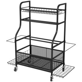 Garage Sports Equipment Organizer, Rolling Home Gym Storage Rack with Wheels, Dumbbell Rack and Ball Storage Holder