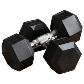Rubber Dumbbells Weight Set, Total 50lbs(25lbs Each) Dumbbell Hand Weight for Body Fitness Training for Home Office Gym, Black