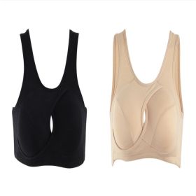Women's Wireless Thin Gathered Vest Sports Breathable Beauty Back (Option: Set1-L)
