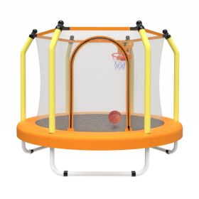 55-inch Trampoline For Kids Indoor & Outdoor Small Toddler Trampoline With Basketball Hoop (Option: Yellow)