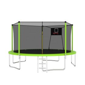 14 FT Trampoline ,Sports Fitness Trampolines With Enclosure Net, Recreational Trampolines For Outdoor Indoor (Option: Green)