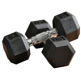 Rubber Hex Dumbbell Set 15lbs Pair for Home Gym Strength Training Black (Color: Black)