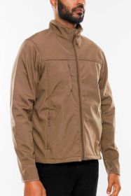 Mens Solid Soft Shell Storm Tech Jacket Coat (Color: Khaki, size: 2XL)