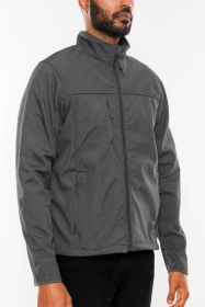 Mens Solid Soft Shell Storm Tech Jacket Coat (Color: Dark Grey, size: 2XL)