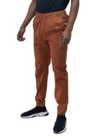 Weiv Mens Solid Stretch Cargo Jogger (Color: RUST, size: 3XL)