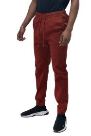 Weiv Mens Solid Stretch Cargo Jogger (Color: BURGUNDY, size: S)
