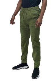 Weiv Mens Solid Stretch Cargo Jogger (Color: OLIVE, size: S)