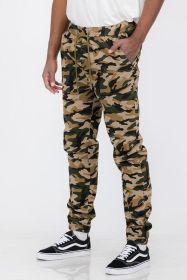 Weiv Mens Solid Stretch Cargo Jogger (Color: CAMO, size: L)