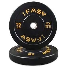 Olympic Bumper Weight Plates, Rubber Plate with 2-Inch Steel Insert Rubberized Weightlifting Barbell Plates 35LB, Pairs or Sets (Color: as Pic)