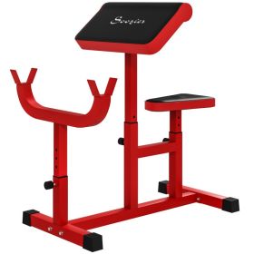 265 LBS Preacher Curl Bench for Strength Training, Adjustable Seated Arm Isolated Barbell Dumbbell Bicep Station, Red (Option: Red-850x605x200 mm)